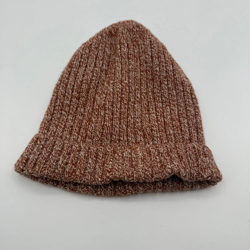 Madewell Marled Ribbed Knit Beanie Hat One Size Rust‎ Orange White Womens